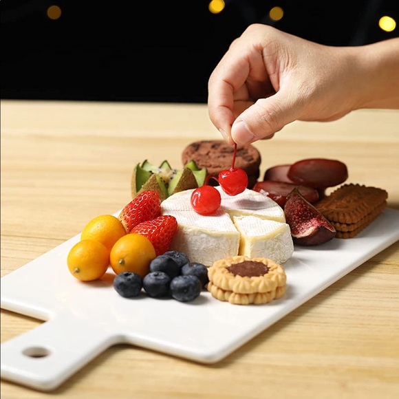 Charcuterie Board•NWOT White Porcelain Board•Approx. 6”x 9” with a 3” Handle - Picture 1 of 13